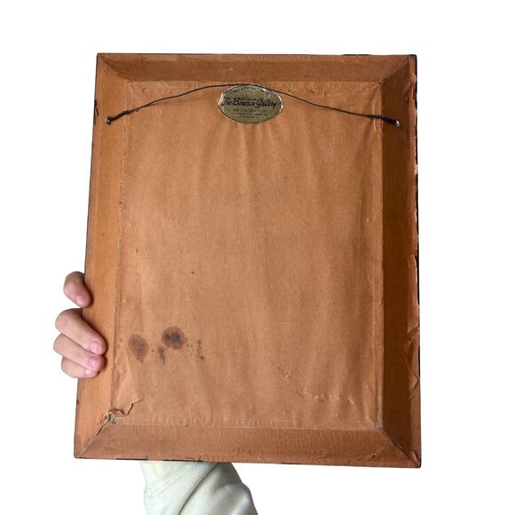 Vintage Framed Cardinal Needlepoint | Red Bird on Dogwood | 18x13 | Velvet Mat - Picture 4 of 5